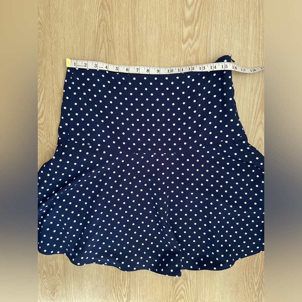 Preppy Polka Dot Navy Flare Mini Skirt Quiet Luxury Lauren RL Sz 6 - Picture 9 of 15